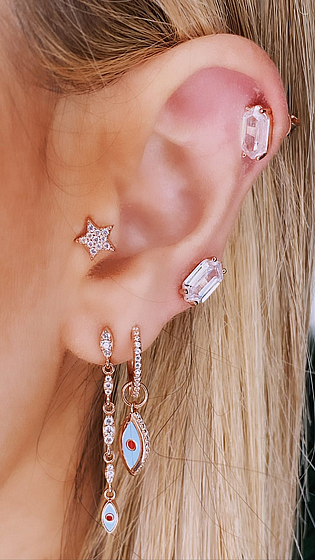 Enamel drop eye earring