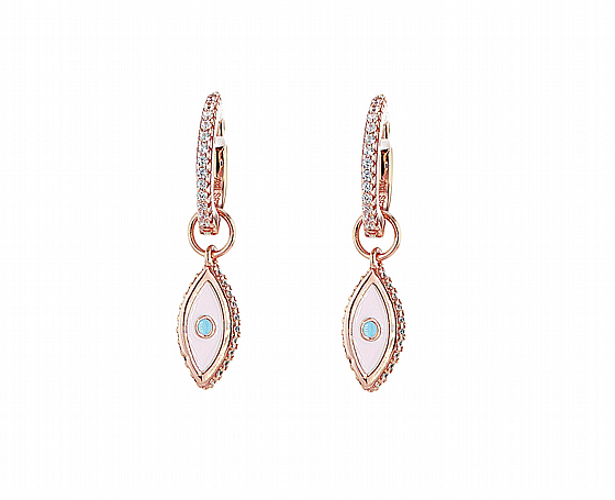 Enamel drop eye earrings