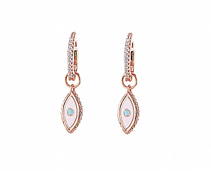 Enamel drop eye earrings